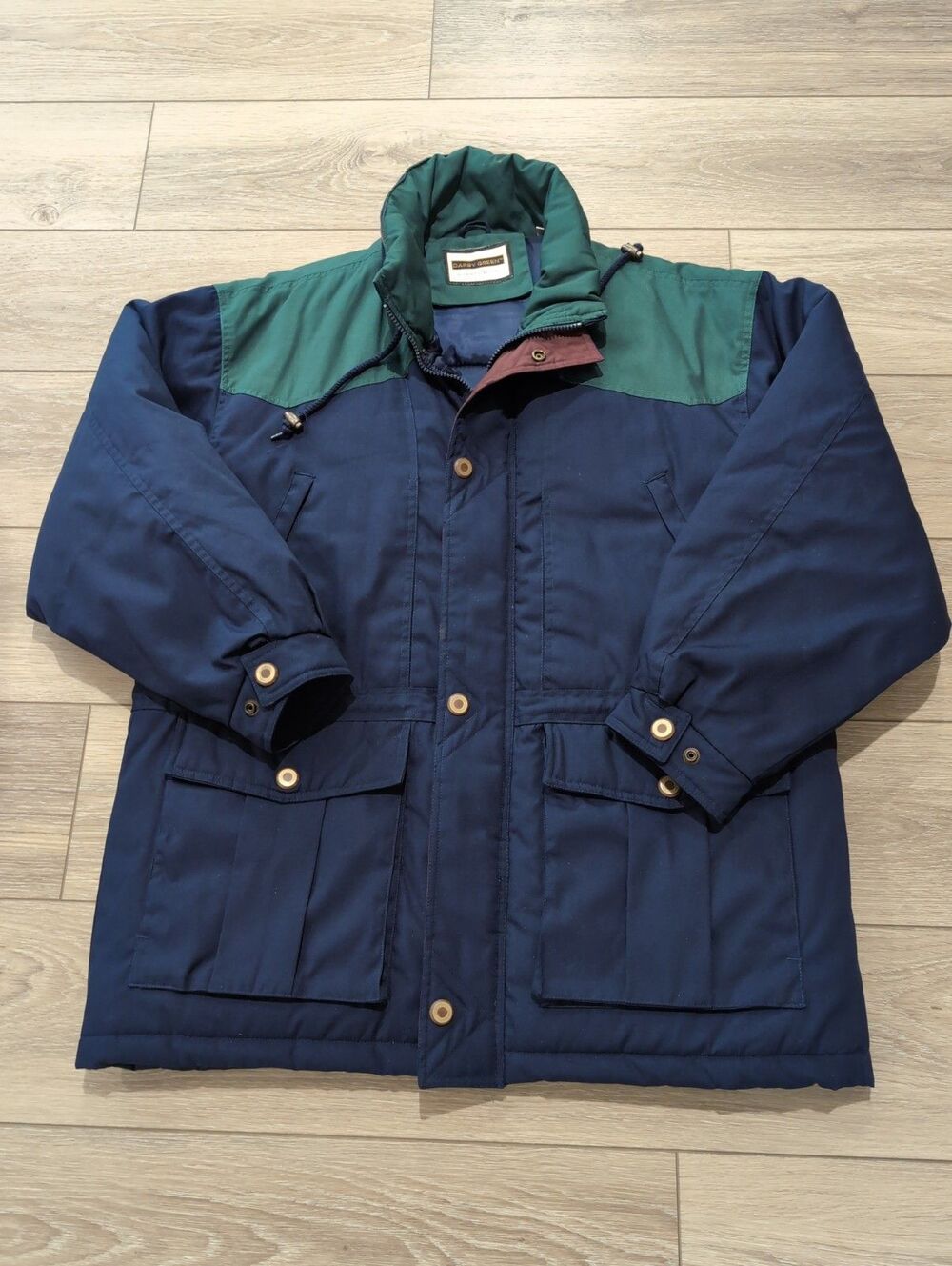 DARBY GREEN by LONDON FOG Mens Large SKI WINTER HOODED JACKET EUC VINTAGE